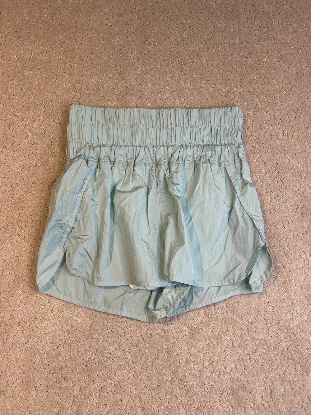 FREE PEOPLE Movement THE WAY HOME Sage SOFTSHELL Lined HI-RISE Shorts Sz M